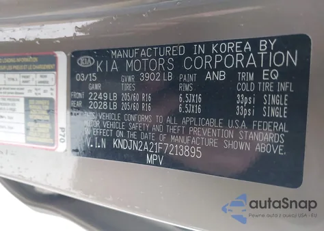 2015 Kia Soul из США, поврежденный, VIN KNDJN2A21F7213895